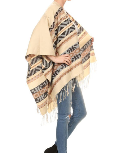 AZTEC PATTERN FRINGE SHAWL