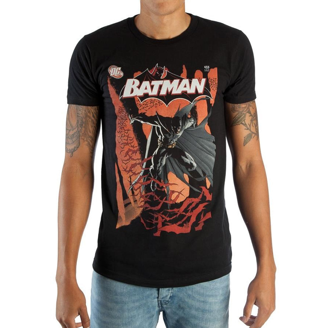 DC COMICS BATMAN BOOK COVER GRAPHIC T-SHIRT W/ PRINTED BOX CASING