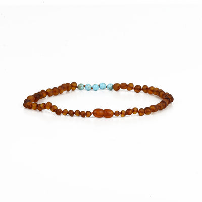 RAW AMBER AND TURQUOISE HOWLITE NECKLACE- KIDS