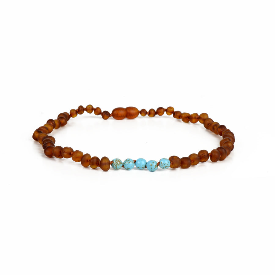 RAW AMBER AND TURQUOISE HOWLITE NECKLACE- KIDS