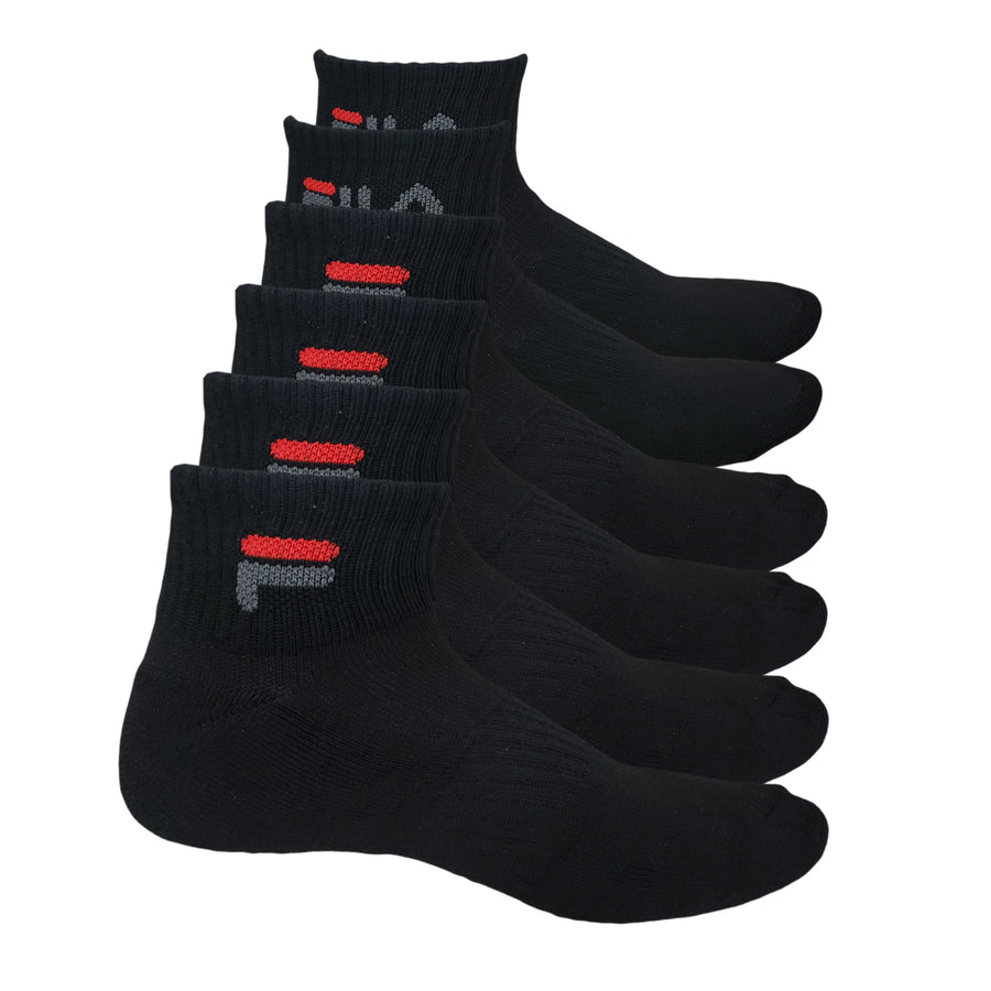 Fila Men's Black Quarter Socks FM02 (6 Pairs)