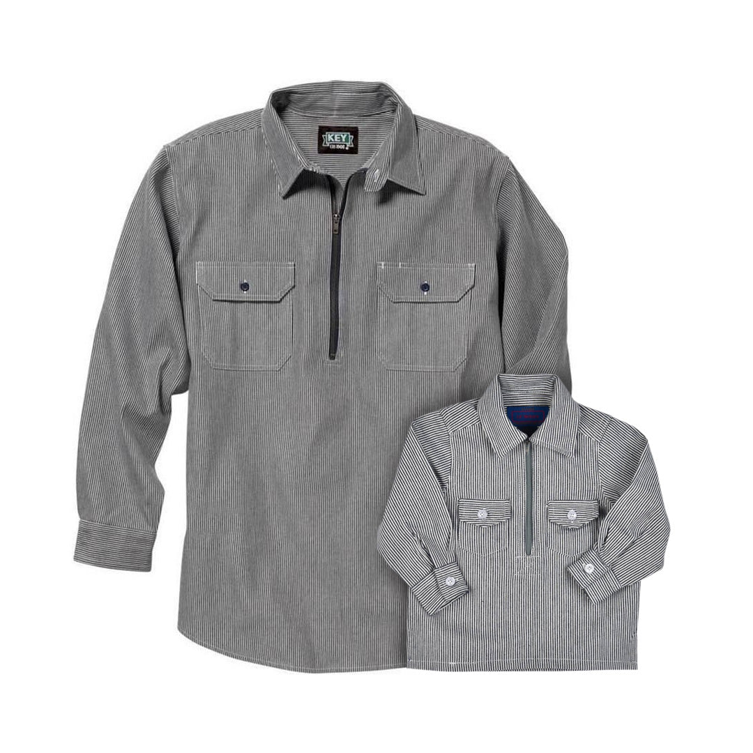 RAILROAD STRIPE ZIP SHIRT DAD & KID BUNDLE