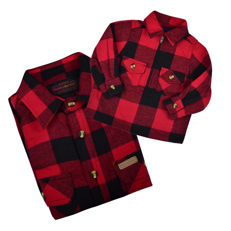 BUFFALO PLAID BUTTON SHIRT DAD & KID BUNDLE